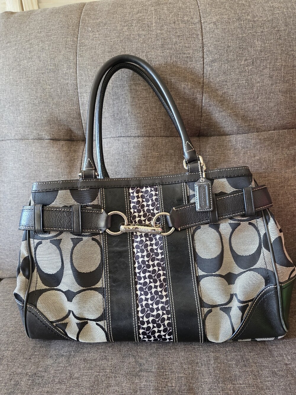 Coach Hamptons Signature Jacquard Canvas Shoulder Tote